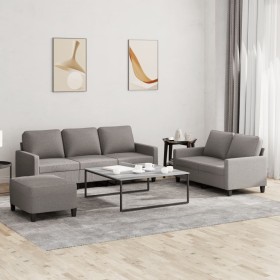 Juego de sofás con cojines 3 piezas tela gris
