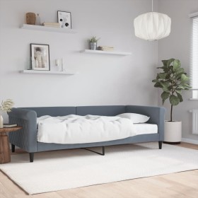 Sofá cama con colchón terciopelo gris oscuro 90x200