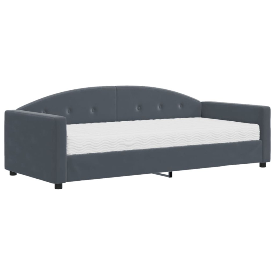 Sofá cama con colchón terciopelo gris oscuro 90x200