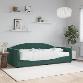 Sofá cama con colchón terciopelo verde oscuro 100x200