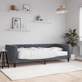 Sofá cama con colchón terciopelo gris oscuro 90x200