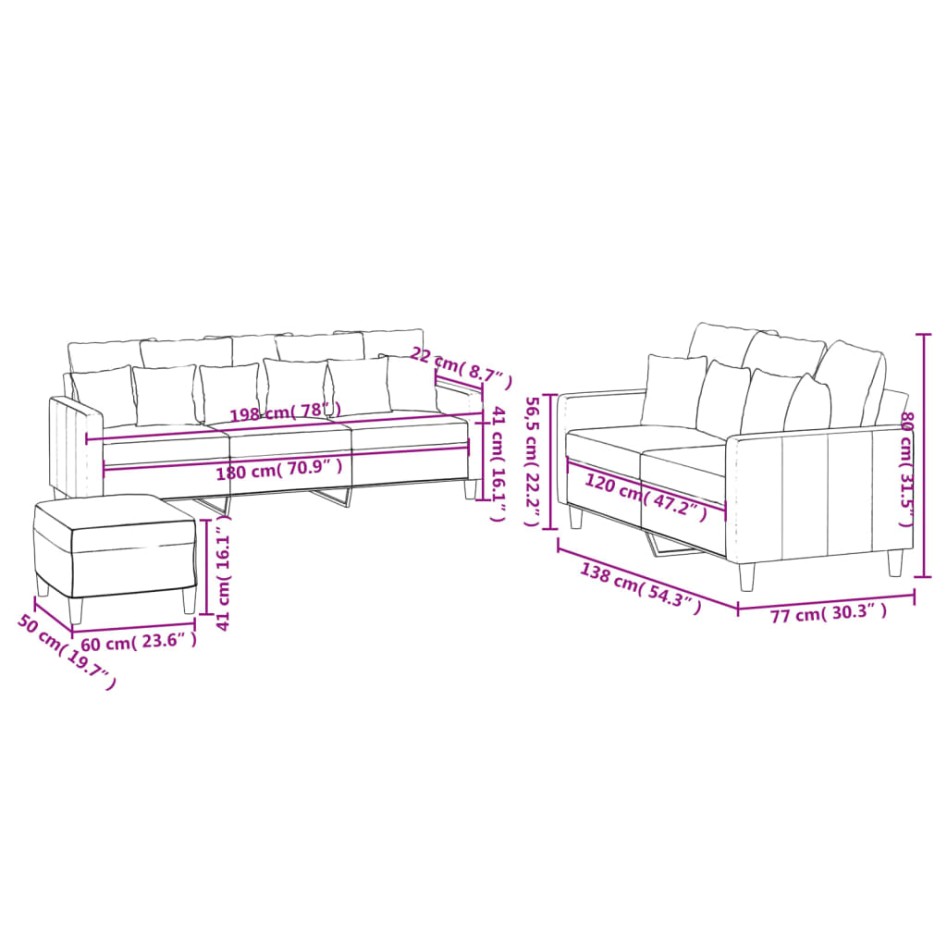 Juego de sofás con cojines 3 piezas terciopelo gris