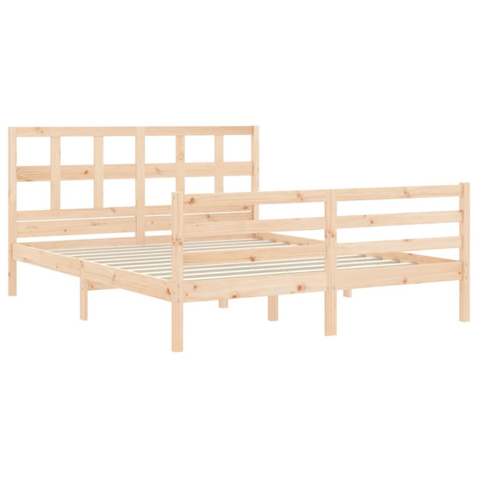 Estructura de cama con cabecero madera maciza 160x200
