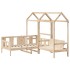 Set de sofá cama y banco con techo madera maciza pino 90x190