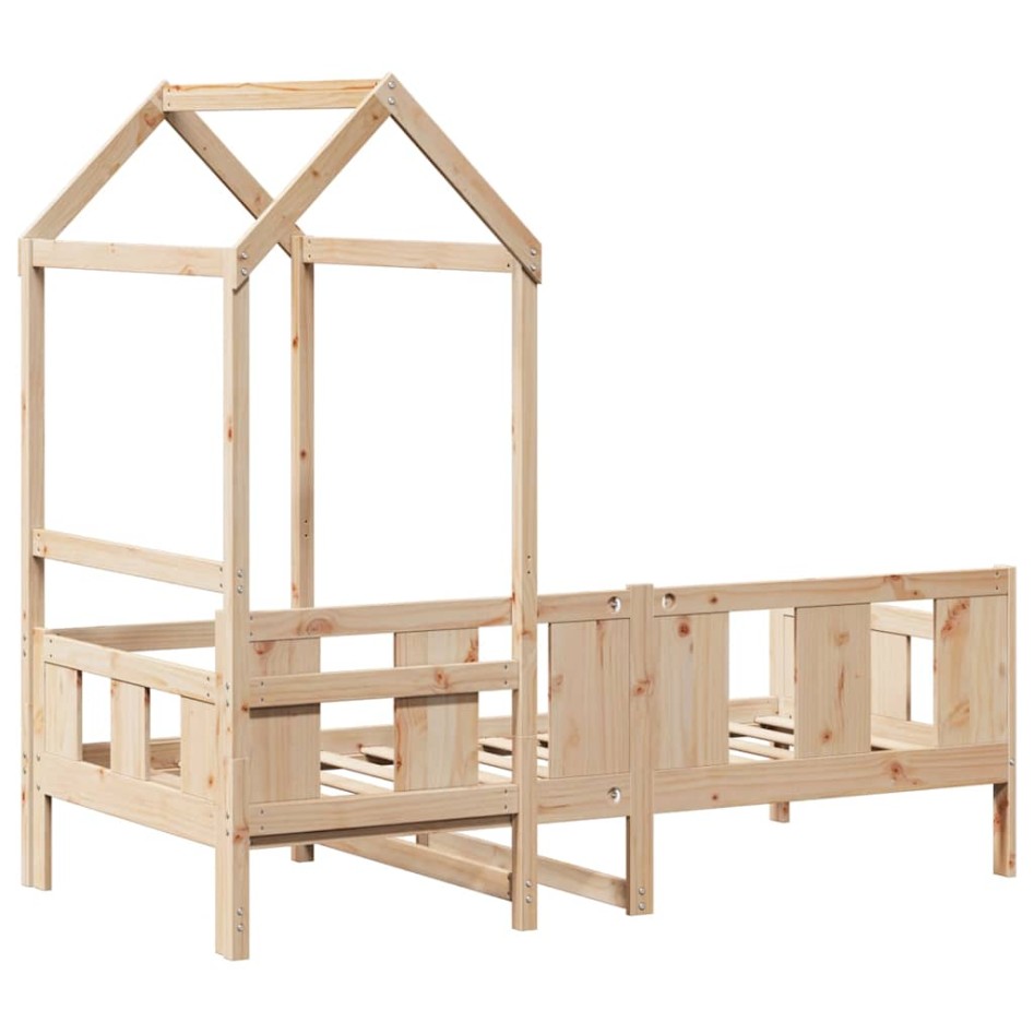 Sofá cama con techo de madera maciza de pino 80x200