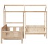Set de sofá cama con banco y techo madera maciza pino 80x200