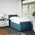 Cama box spring con colchón terciopelo azul oscuro 80x200