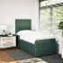 Cama box spring con colchón terciopelo verde oscuro 80x200