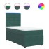 Cama box spring con colchón terciopelo verde oscuro 80x200