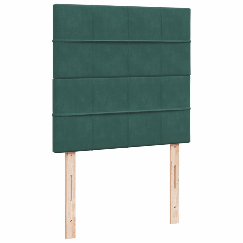 Cama box spring con colchón terciopelo verde oscuro 80x200