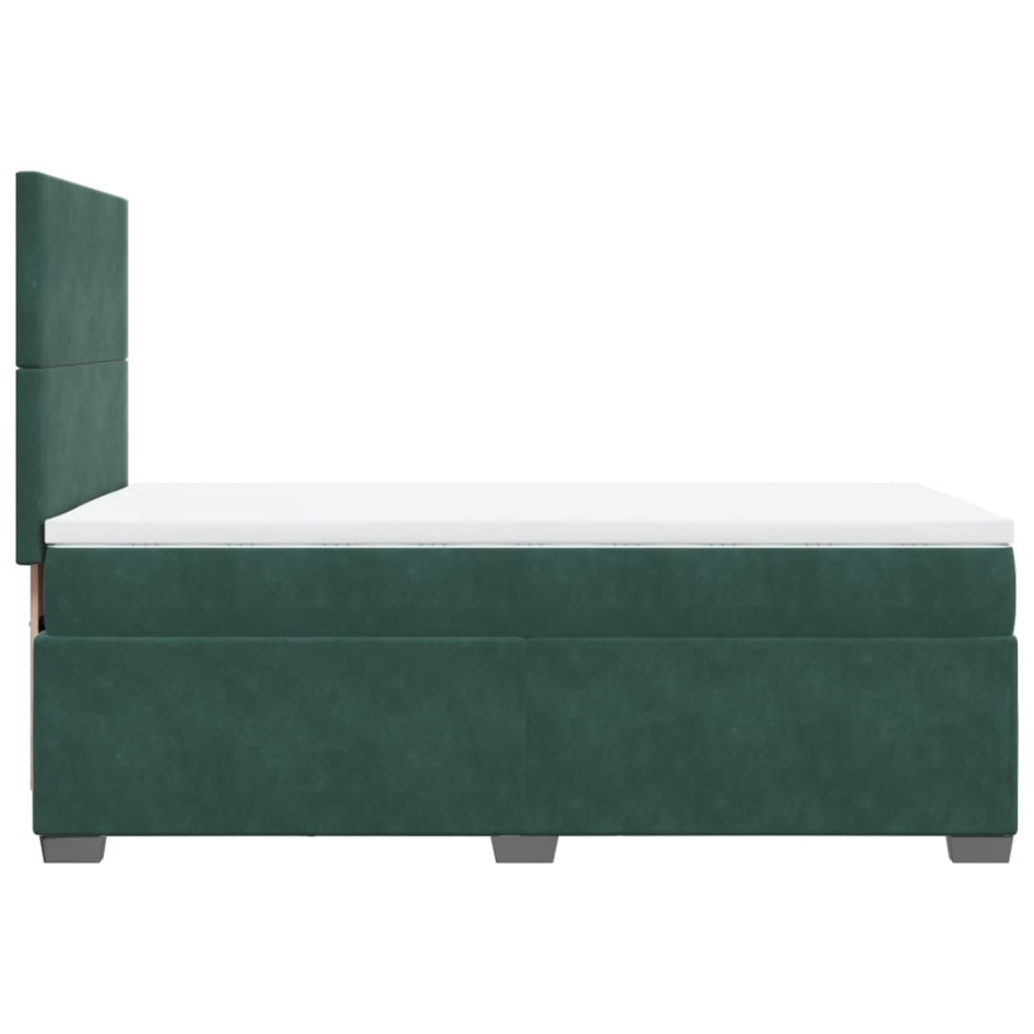 Cama box spring con colchón terciopelo verde oscuro 80x200