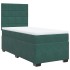 Cama box spring con colchón terciopelo verde oscuro 80x200