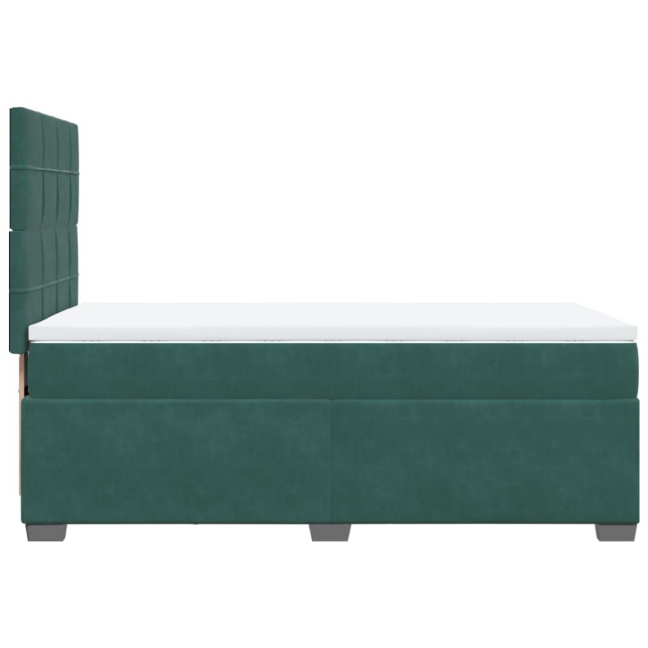 Cama box spring con colchón terciopelo verde oscuro 80x200