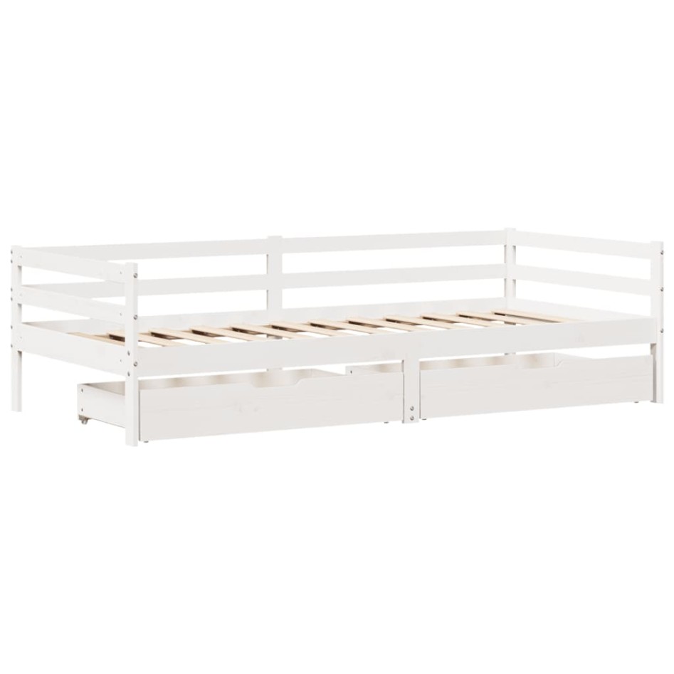 Sofá cama con cajones madera maciza de pino 90x200
