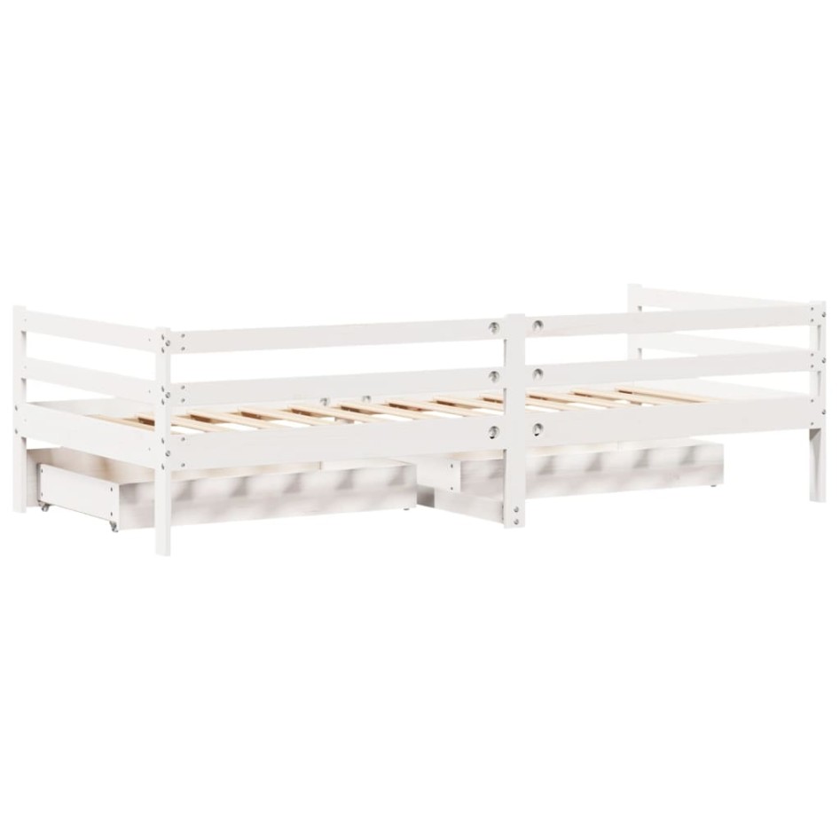 Sofá cama con cajones madera maciza de pino 90x200