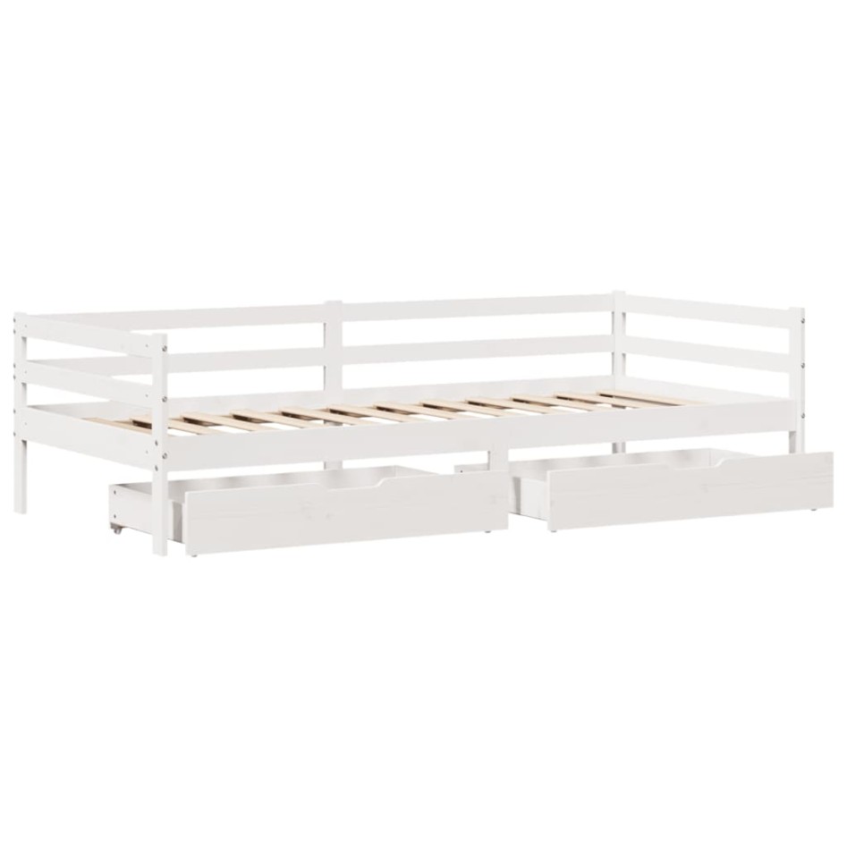 Sofá cama con cajones madera maciza de pino 90x200