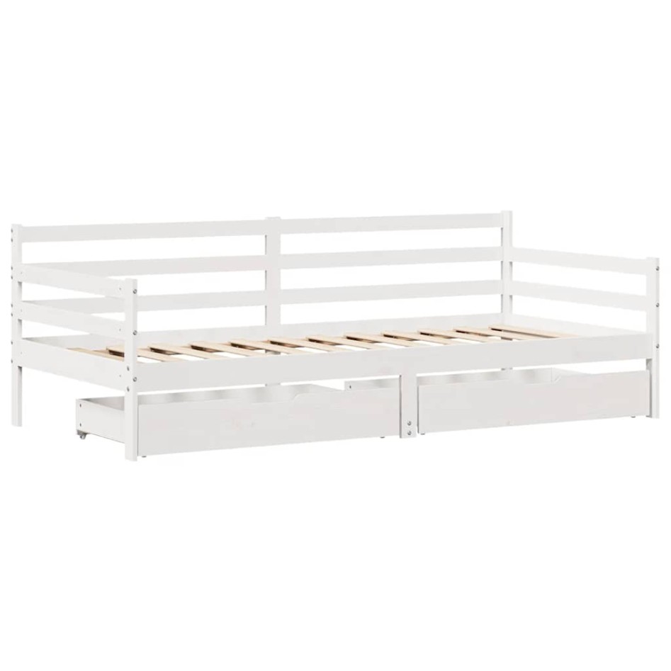 Sofá cama con cajones madera maciza de pino 90x200