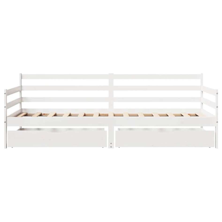 Sofá cama con cajones madera maciza de pino 90x200