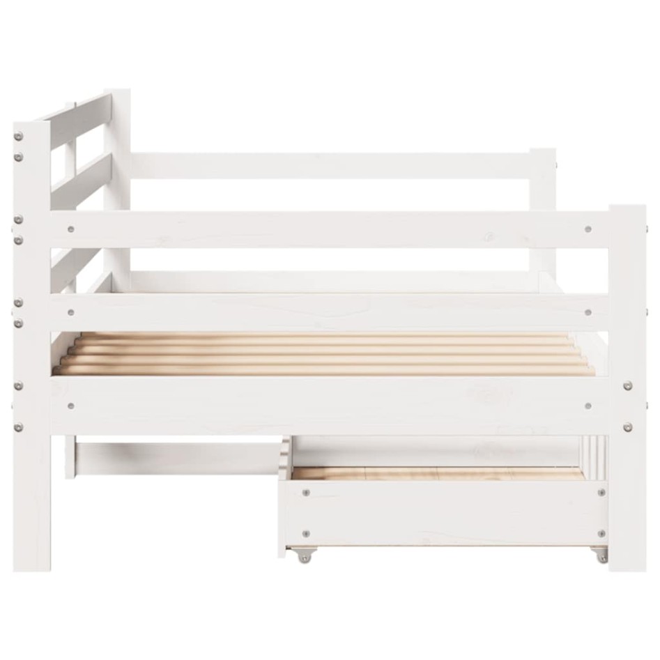 Sofá cama con cajones madera maciza de pino 90x200
