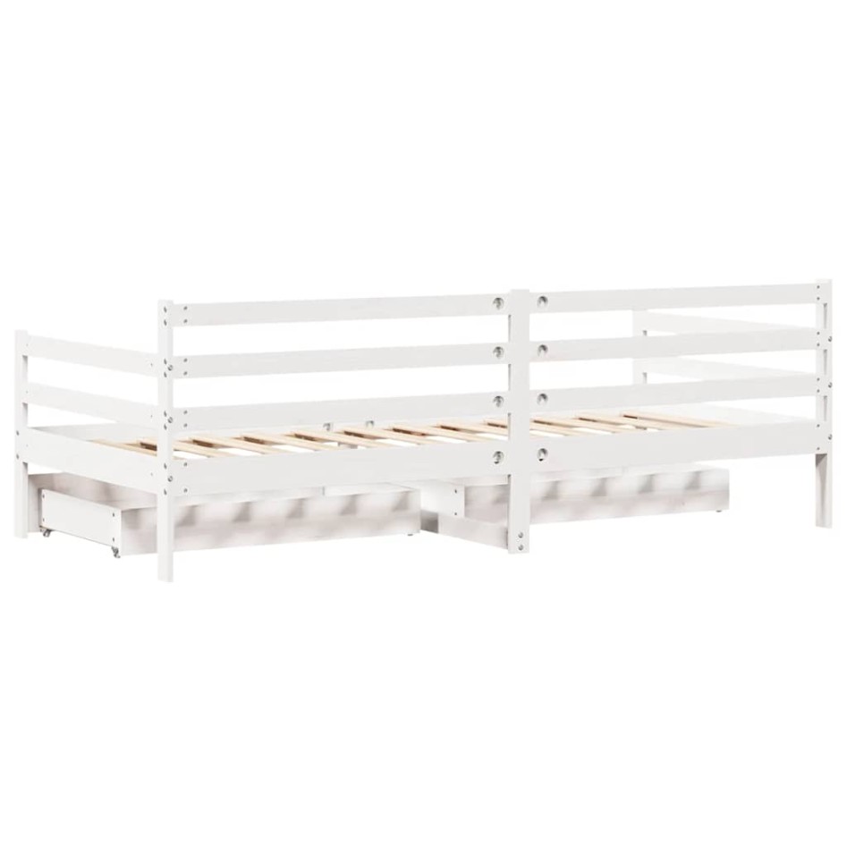 Sofá cama con cajones madera maciza de pino 90x200