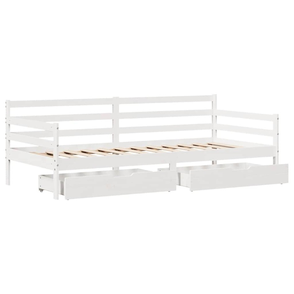 Sofá cama con cajones madera maciza de pino 90x200