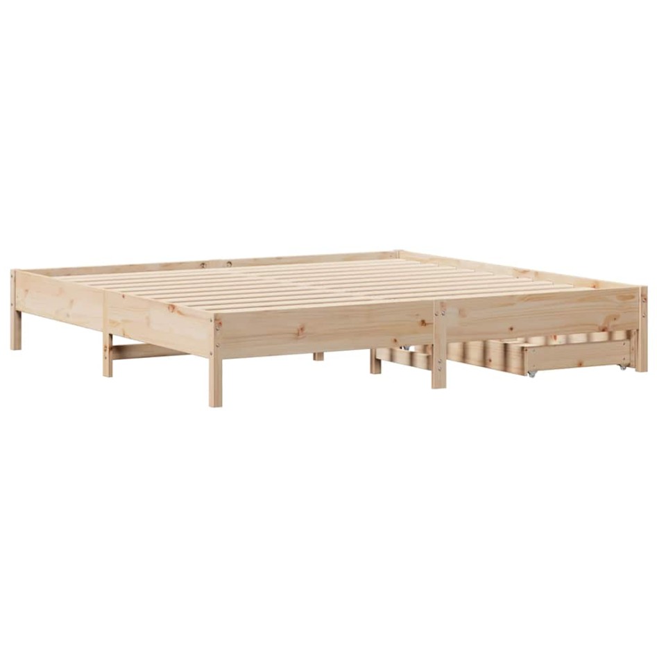 Estructura de cama sin colchón madera maciza de pino 200x200