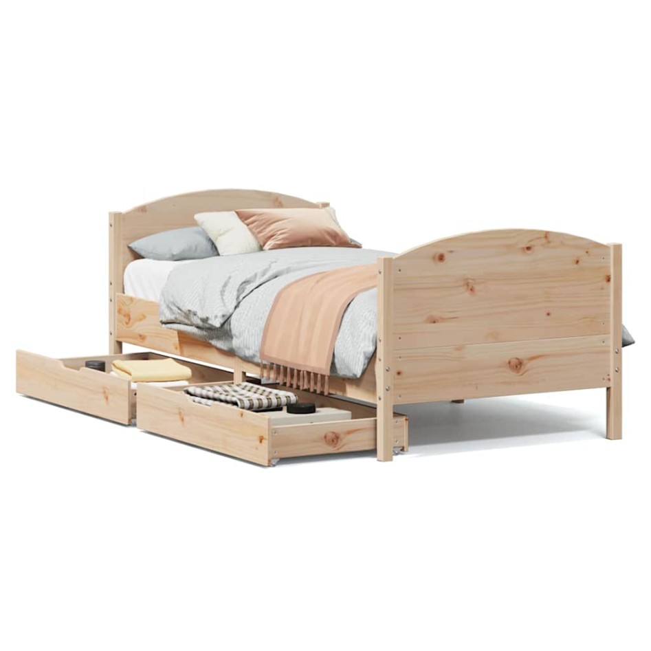 Estructura de cama sin colchón madera maciza de pino 90x200