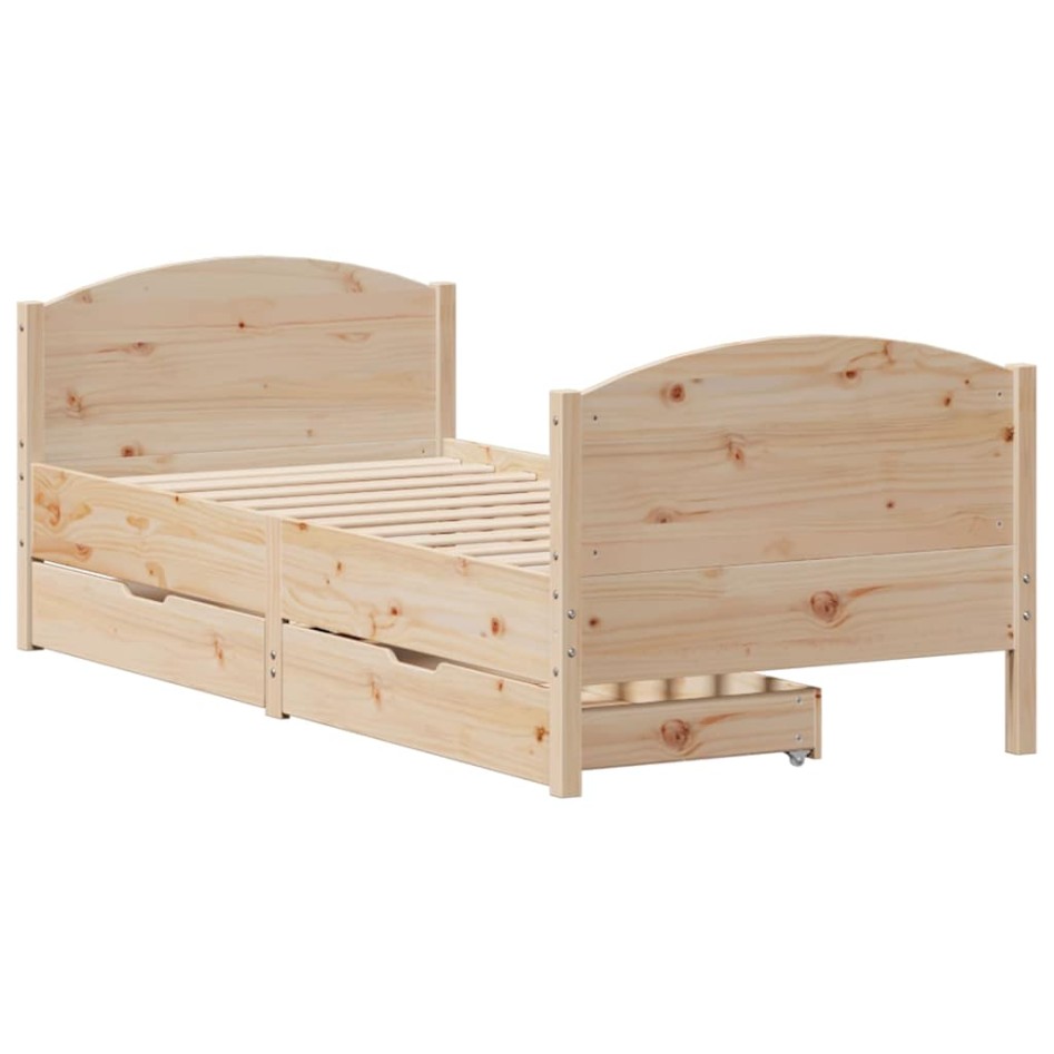 Estructura de cama sin colchón madera maciza de pino 90x200