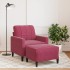 Sillón con taburete terciopelo rojo tinto 60