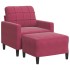 Sillón con taburete terciopelo rojo tinto 60