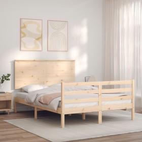 Estructura de cama con cabecero madera maciza 140x190