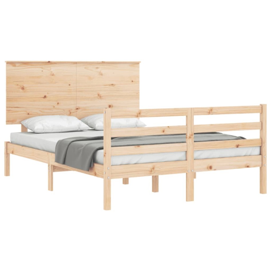 Estructura de cama con cabecero madera maciza 140x190