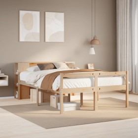 Cama con estantería sin colchón madera maciza de pino