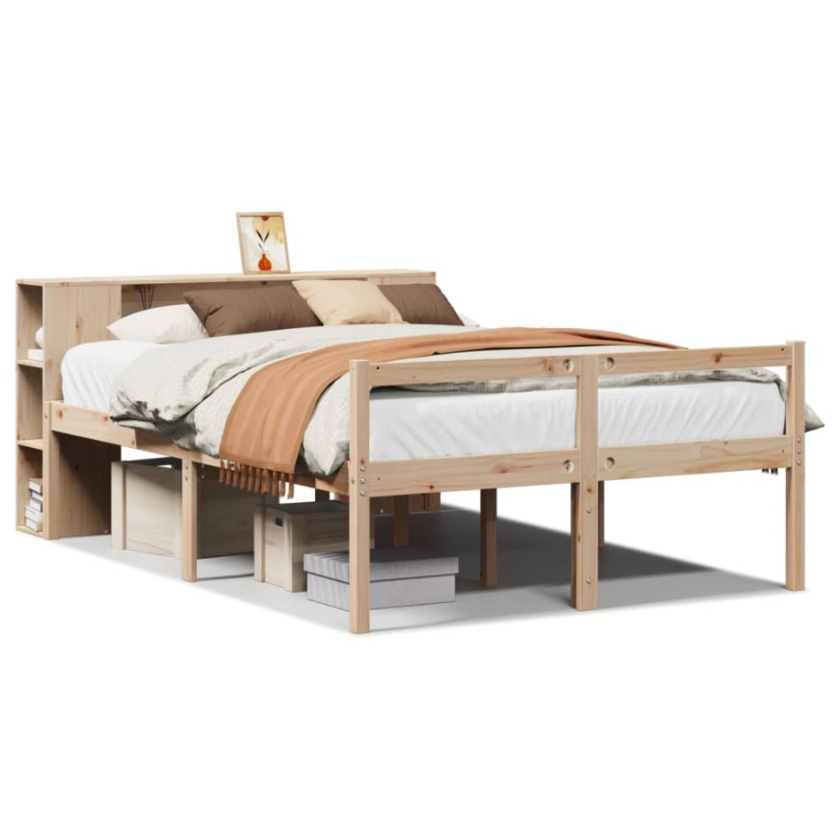 Cama con estantería sin colchón madera maciza de pino