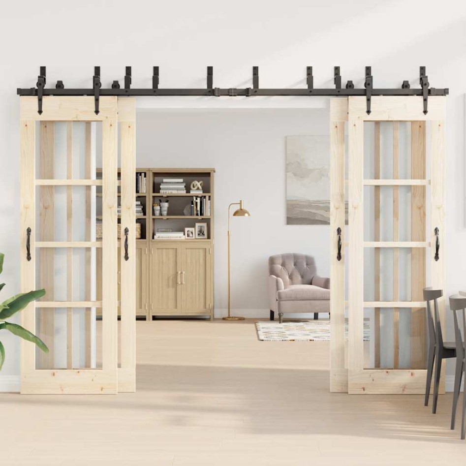 Kit de herrajes para puertas correderas acero negro 305