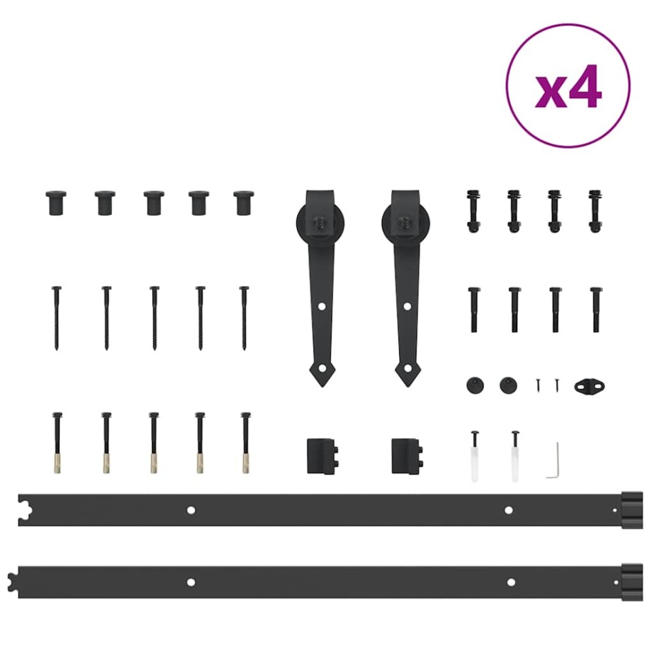 Kit de herrajes para puertas correderas acero negro 305