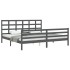 Estructura de cama con cabecero madera maciza gris 200x200