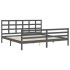 Estructura de cama con cabecero madera maciza gris 200x200
