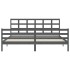 Estructura de cama con cabecero madera maciza gris 200x200