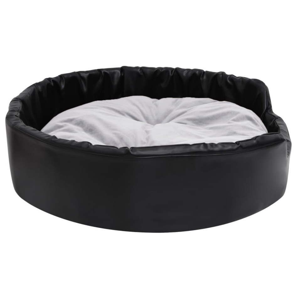Cama para perros felpa y cuero sintético negro gris 90x79x20