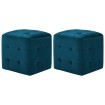 Puf 2 unidades terciopelo azul 30x30x30 cm