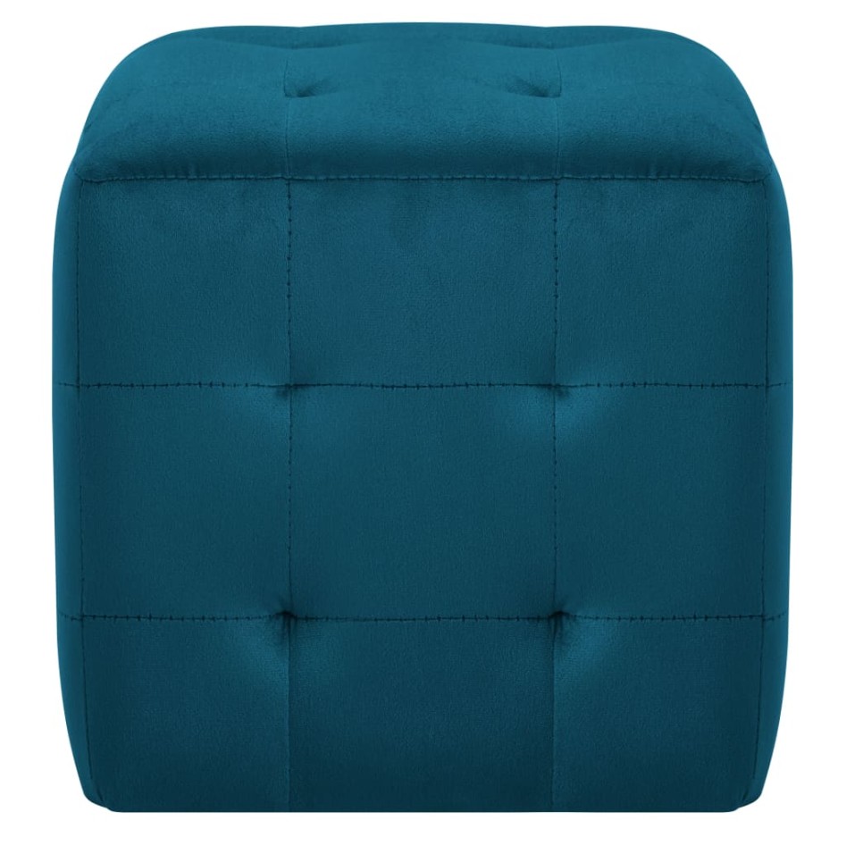 Puf 2 unidades terciopelo azul 30x30x30