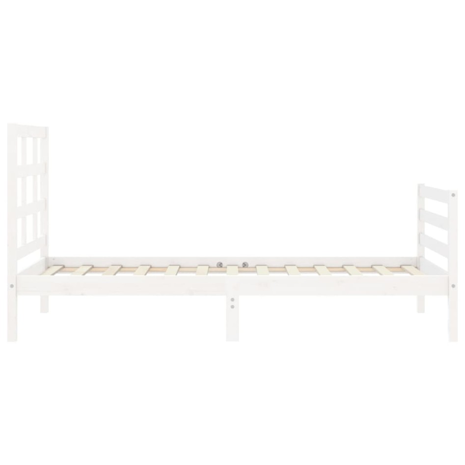 Estructura de cama con cabecero madera maciza blanco 90x200