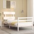 Estructura de cama con cabecero madera maciza blanco 90x200