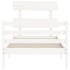 Estructura de cama con cabecero madera maciza blanco 90x200