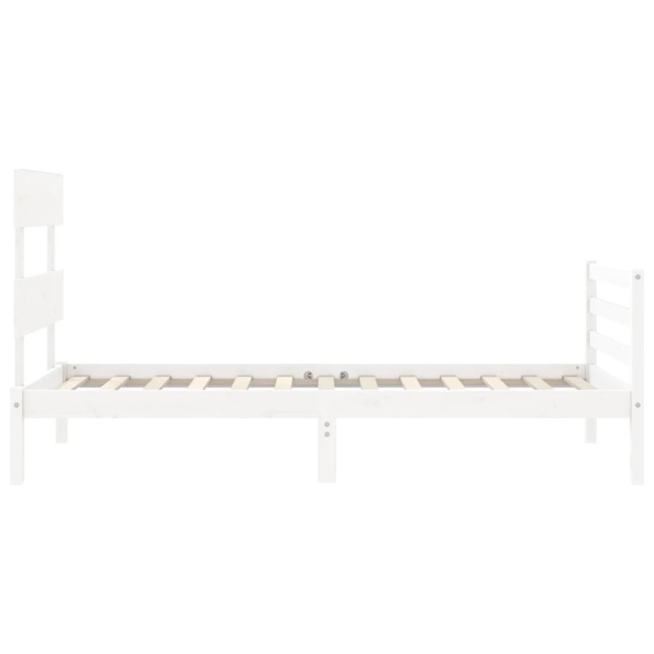 Estructura de cama con cabecero madera maciza blanco 90x200