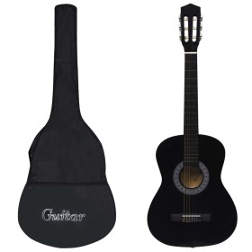 Guitarra clásica para principiantes con funda negro 3/4