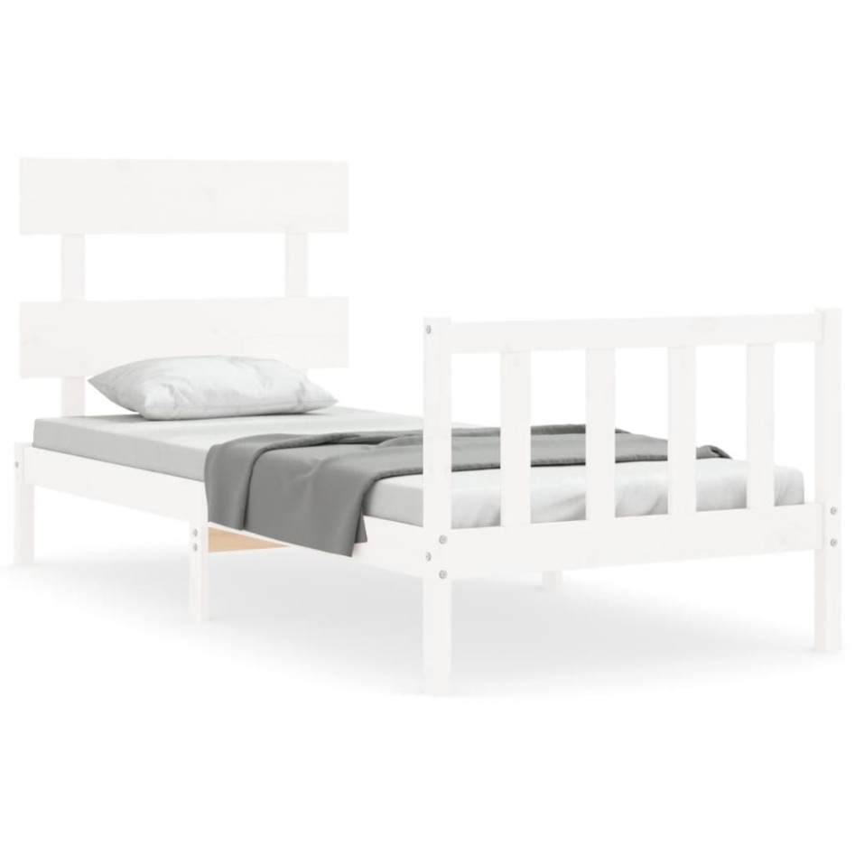 Estructura de cama sin colchón madera de pino blanca 90x200