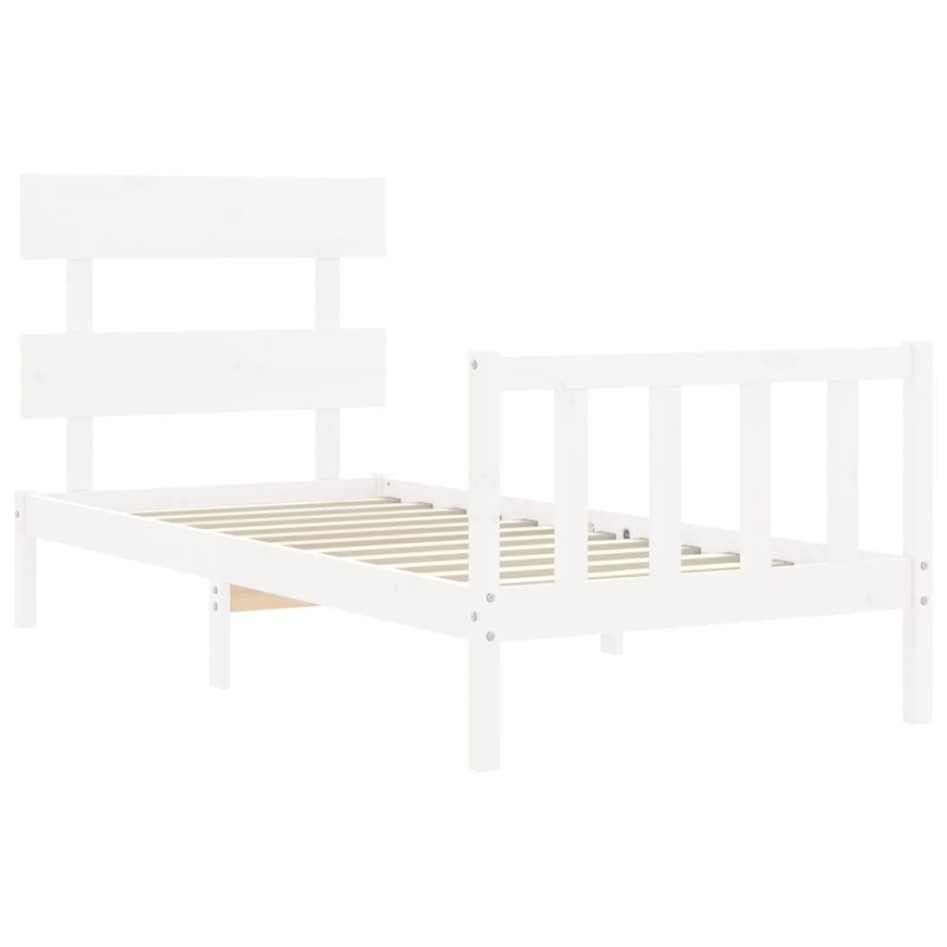 Estructura de cama sin colchón madera de pino blanca 90x200