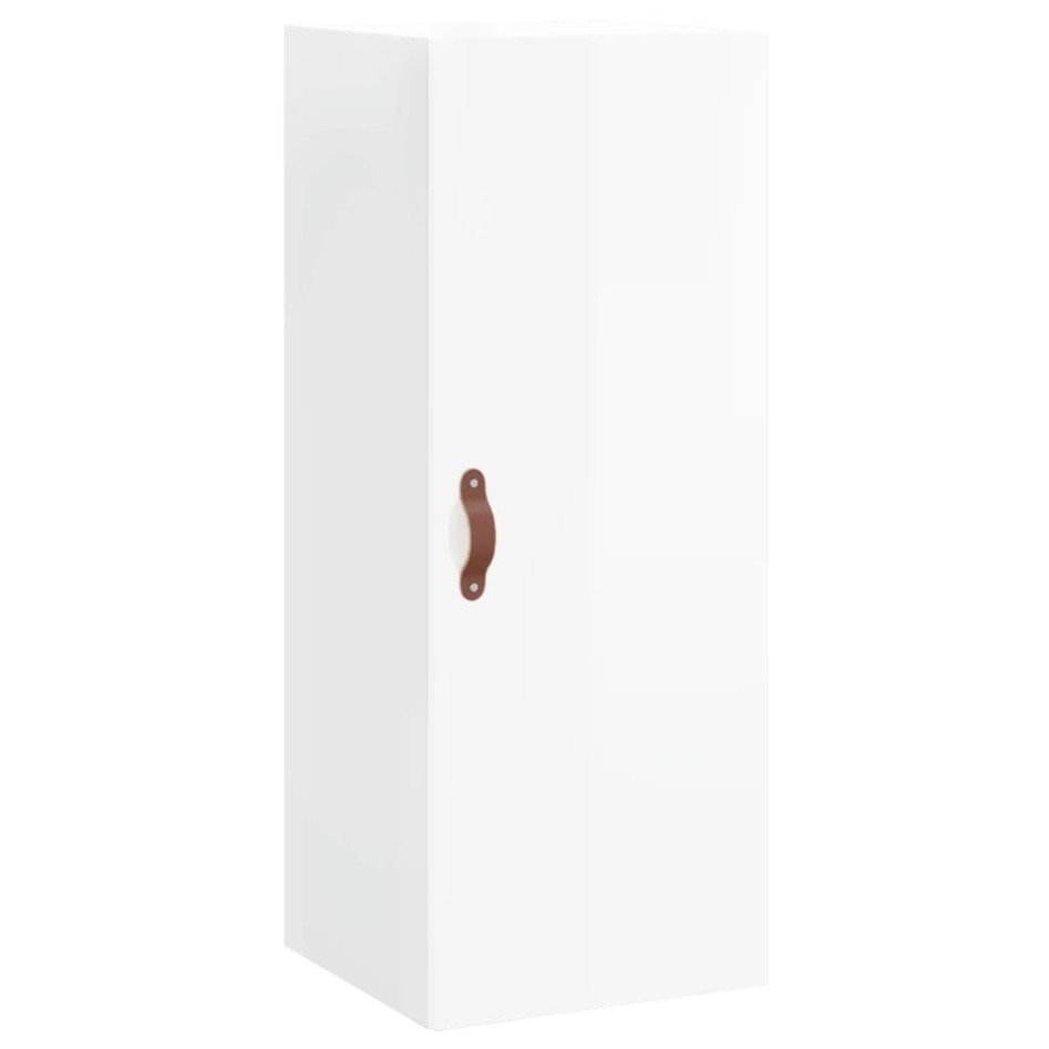 Aparador alto madera contrachapada blanco brillo 34,5x34x180